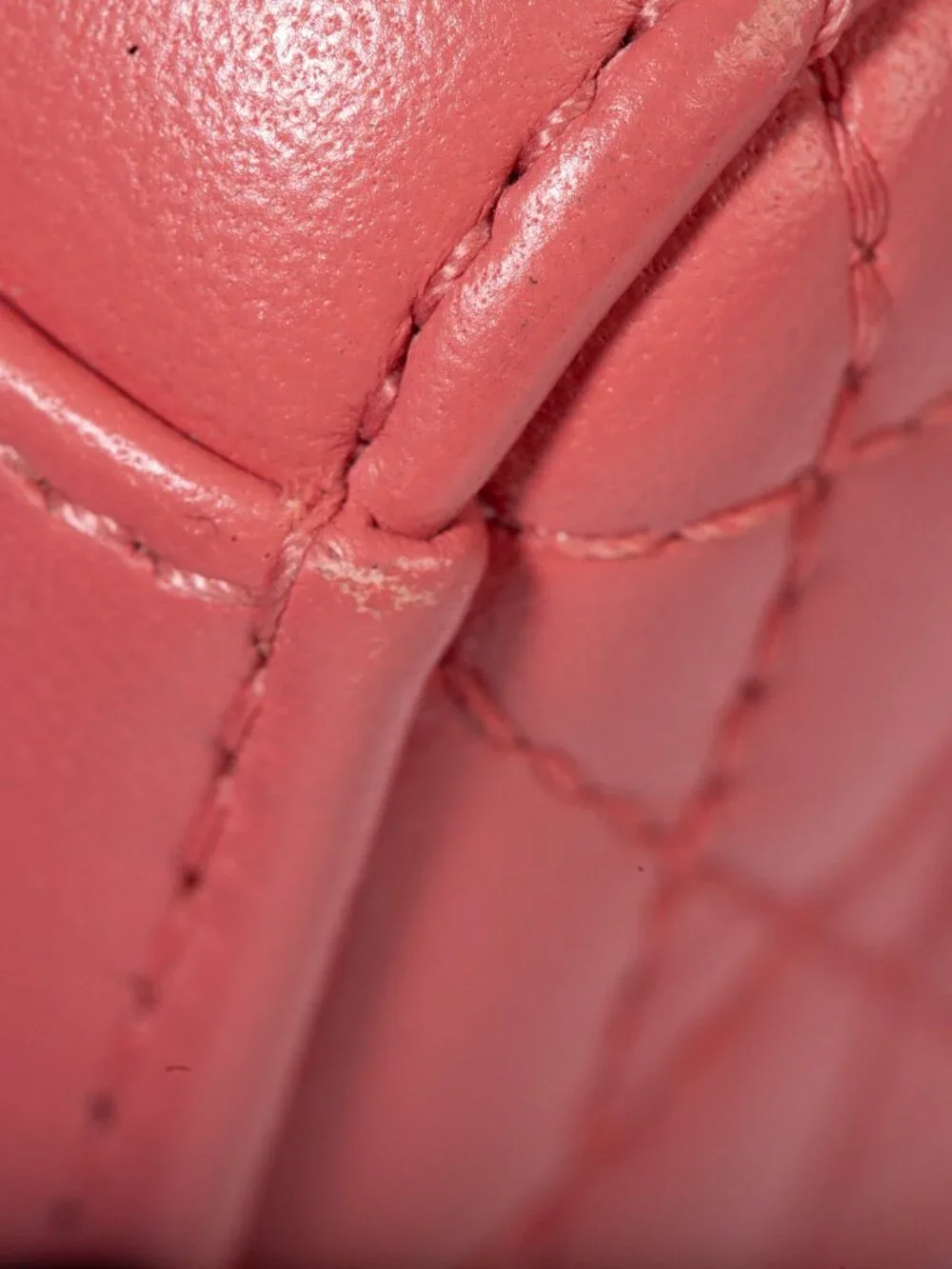 Authentic Christian Dior Coral Small Lady D-Joy Lambskin Cannage Handbag